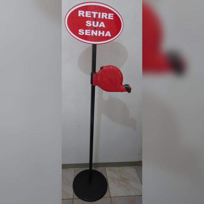 Conjunto Pedestal Piso, Dispenser e Placa "Retire sua senha"